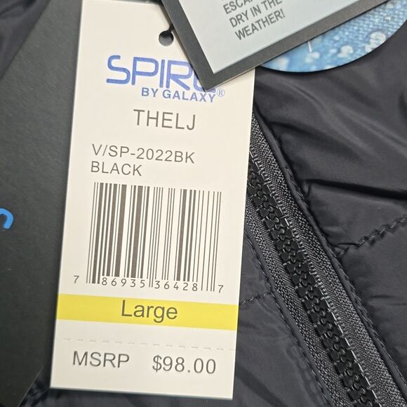 NWT Spire by Galaxy Men's Black Fleece Lined Hooded Puffer Coat Jacket Sz L - Picture 6 of 9